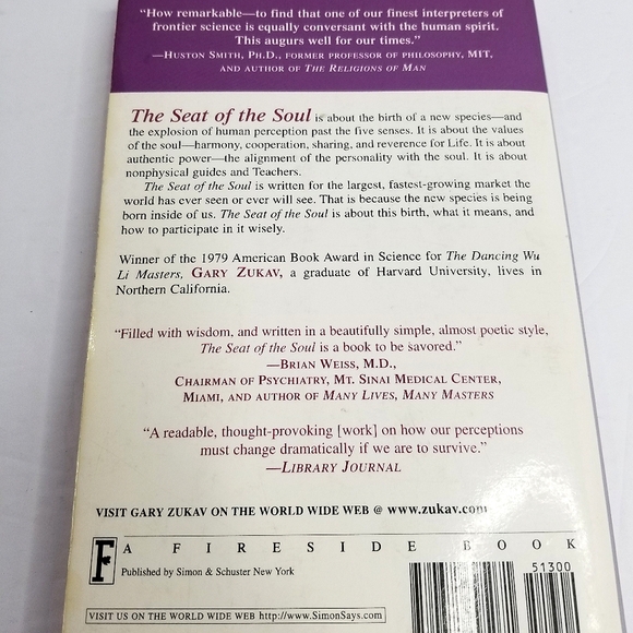 The Seat of the Soul by Gary Zukav- 1990 Fireside Book 1st Edition - Picture 5 of 8